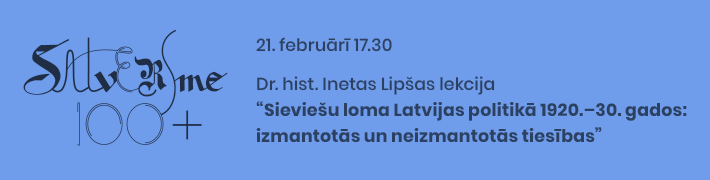 Inetas Lipšas lekcija “Sieviešu loma Latvijas politikā 1920.–1930. gados: izmantotās un neizmantotās tiesības” 21. februārī